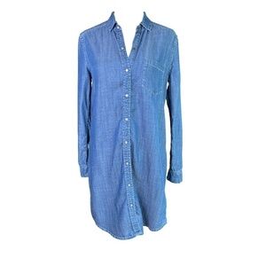 Short Denim Shirtdress with Long Sleeves by Tart Size XS